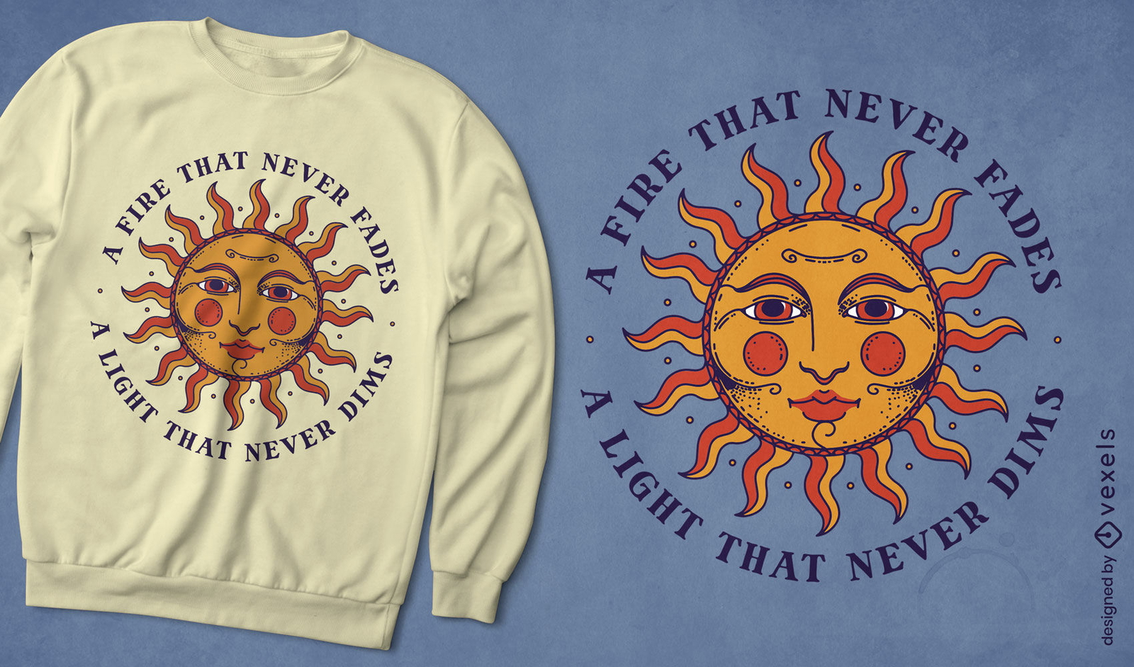 Sun fire face whimsigoth t-shirt design