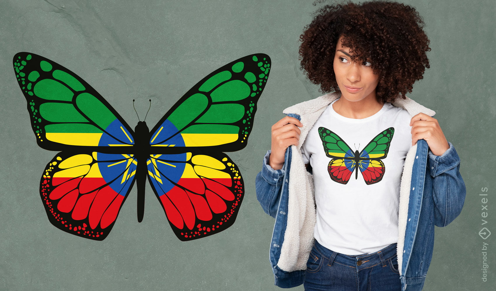 Ethiopian flag butterfly t-shirt design