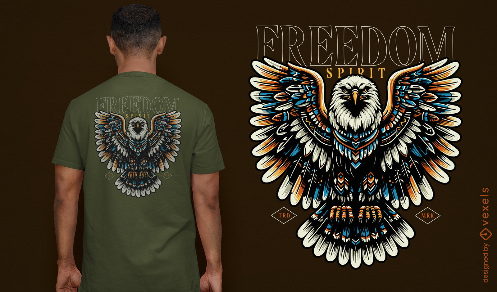 Diseño de camiseta de libertad con águila majestuosa