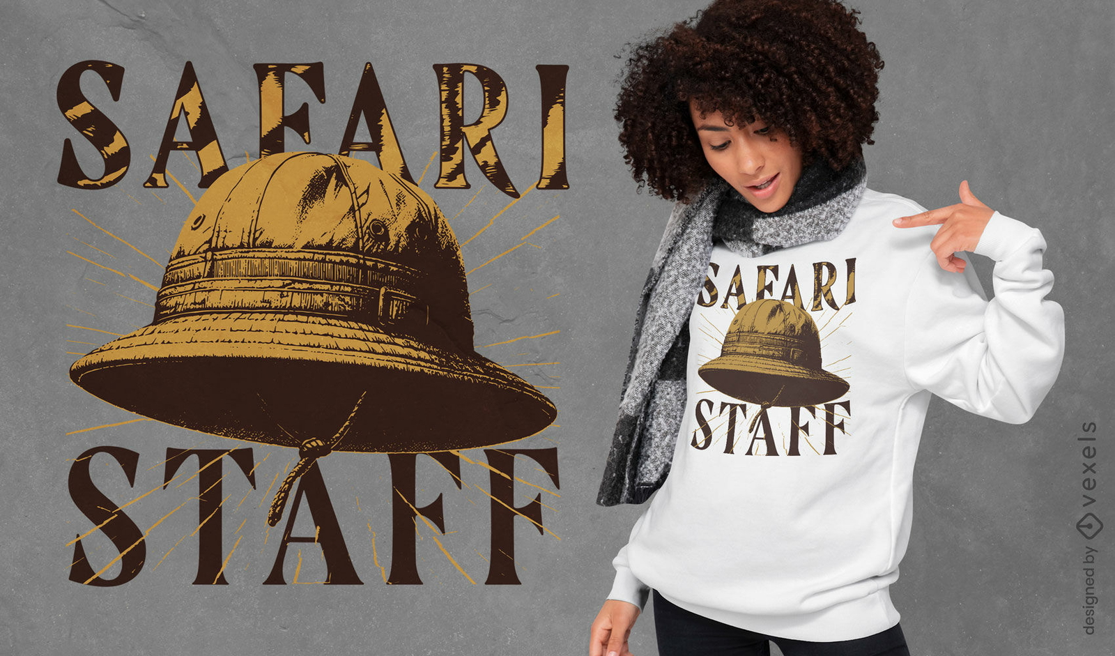 Design de camiseta vintage com equipe de safári