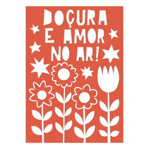 Design floral encantador com citação de amor Desenho PNG