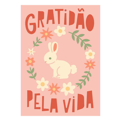 Ilustração fofa de coelho de gratidão Desenho PNG