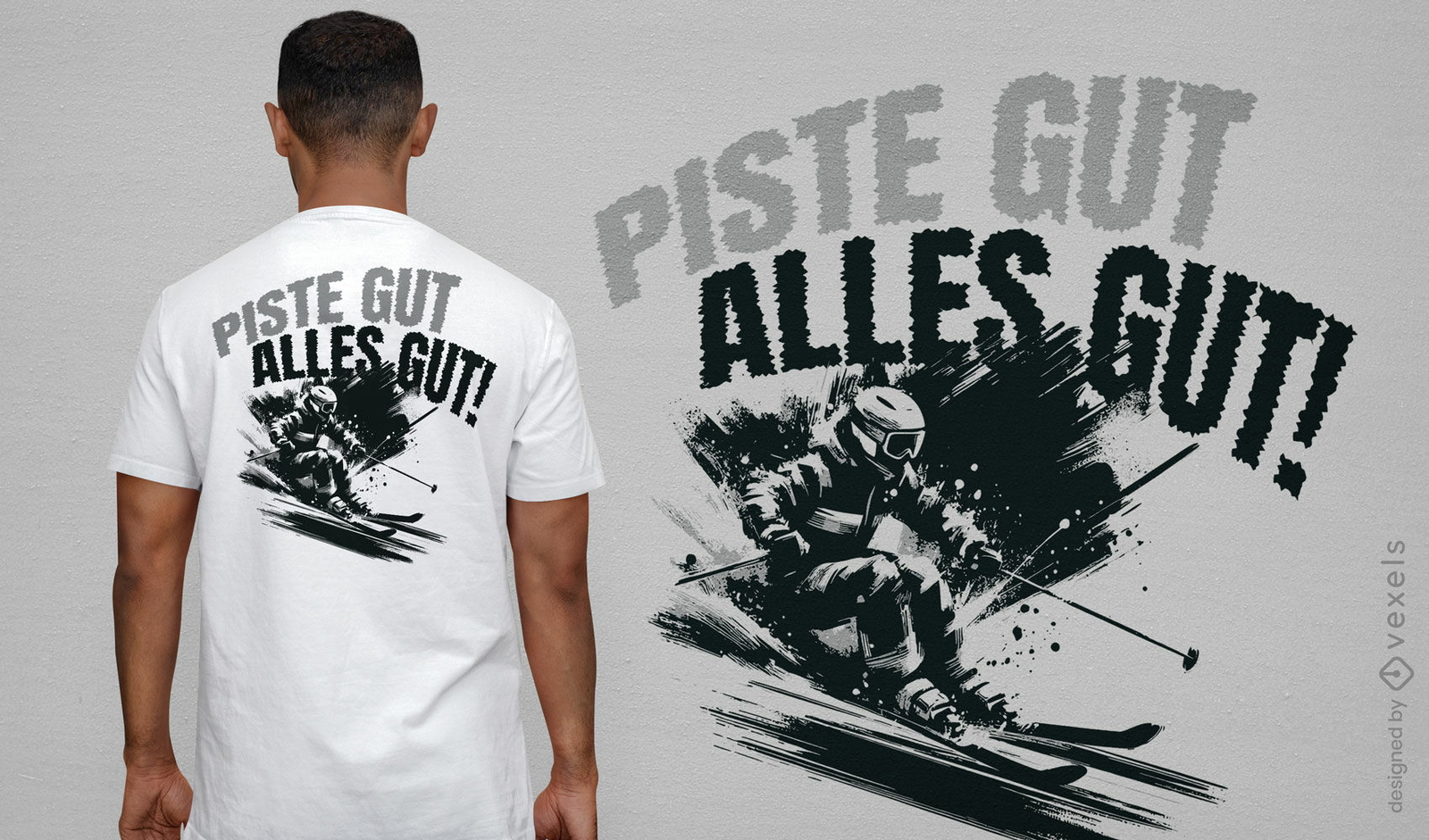 Design de camiseta de campeão de pista de esqui