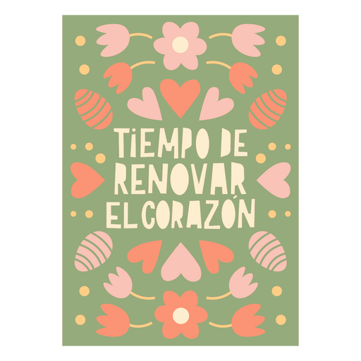 Design floral lúdico de primavera com citação em espanhol Desenho PNG