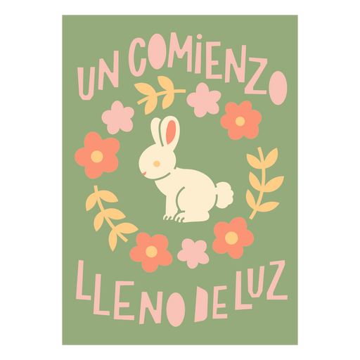 Design de coelho caprichoso e citação floral Desenho PNG