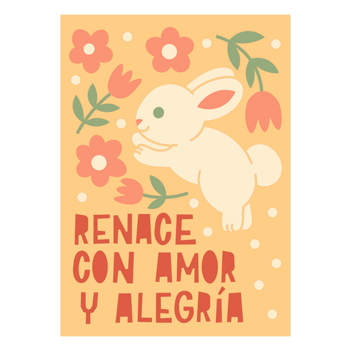 Ilustração de coelho brincalhão com elementos florais Desenho PNG