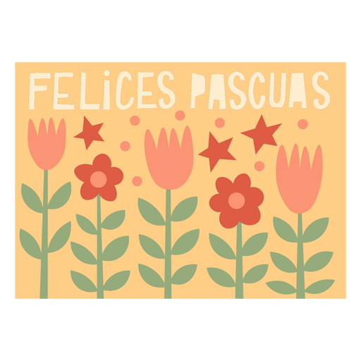 Diseño colorido de tarjeta de felicitación de Pascua con flores. Diseño PNG