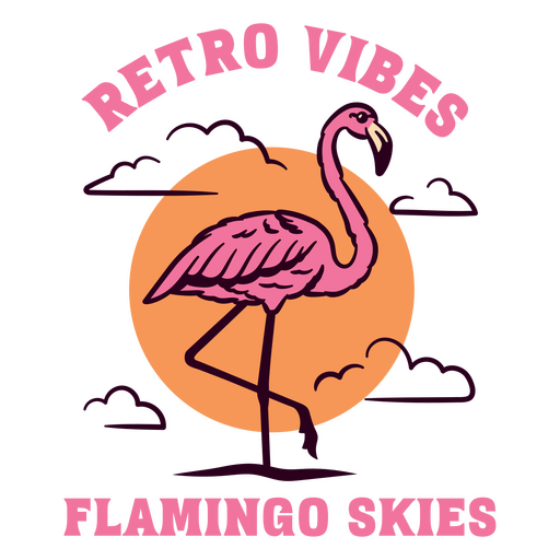 Design gráfico com vibrações retrô de flamingo Desenho PNG