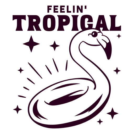 Playful tropical flamingo design with stars PNG Design