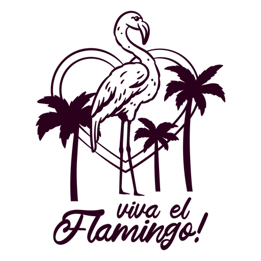 Tropical flamingo silhouette with palm trees design PNG Design