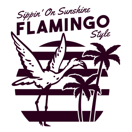 Design de flamingo tropical e palmeira Desenho PNG