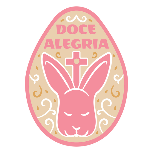 Diseño divertido de conejito de Pascua con cruz y texto. Diseño PNG