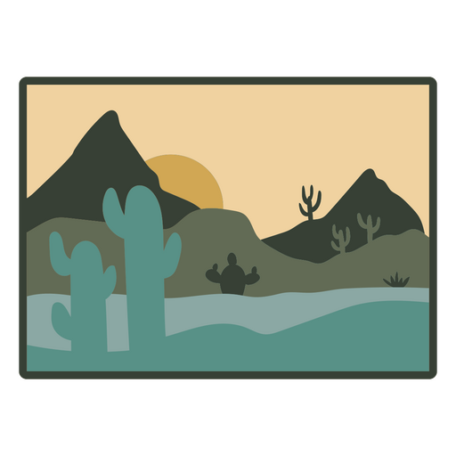 Ilustração elegante de paisagem desértica Desenho PNG