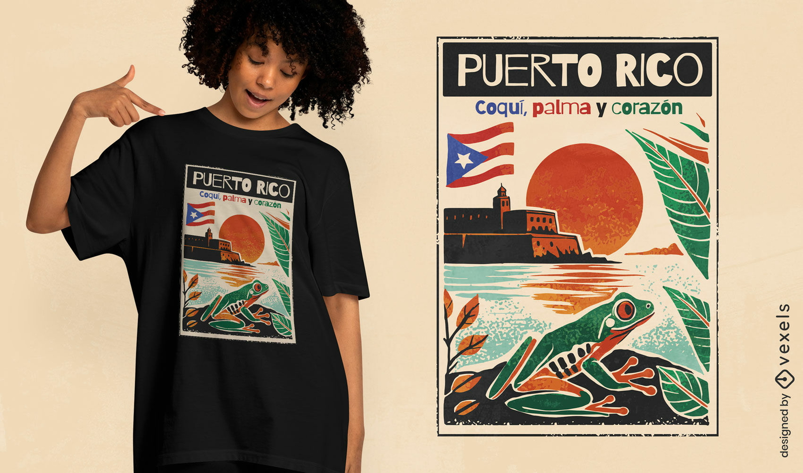 Design de camiseta com pôster de viagem de Porto Rico