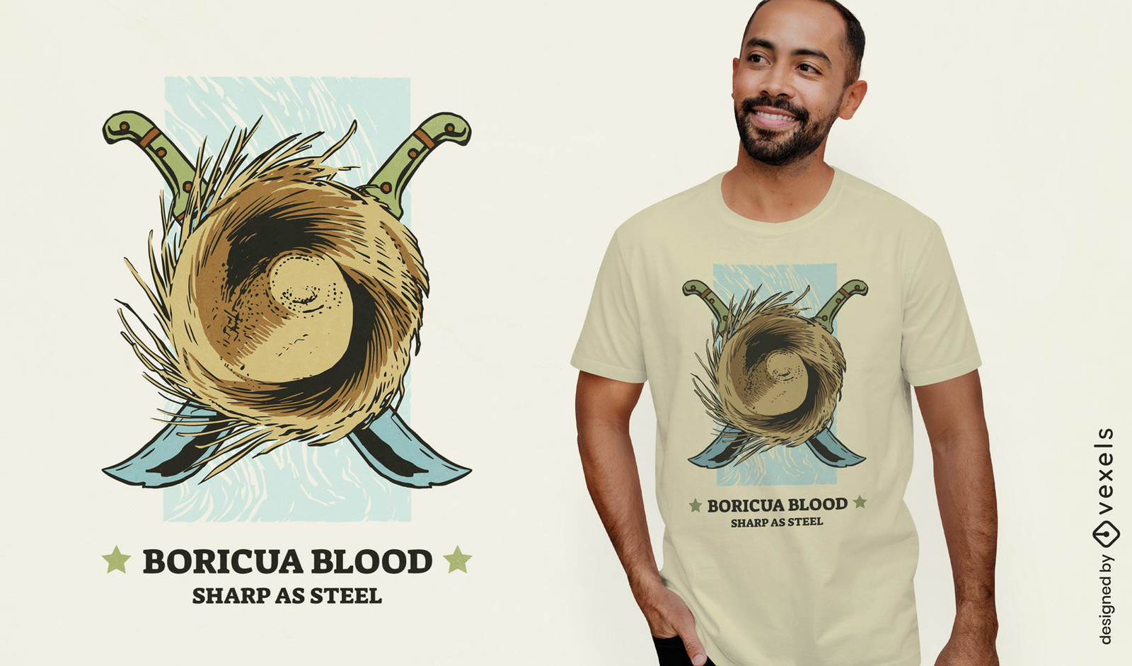 Design de camiseta com facão de sangue Boricua