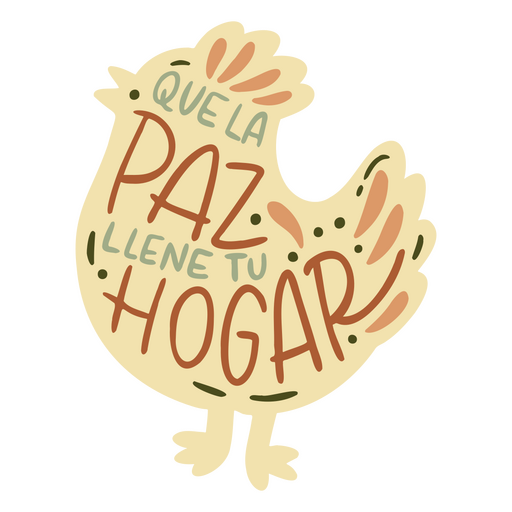 Design de galinha brincalhona com citação de paz Desenho PNG