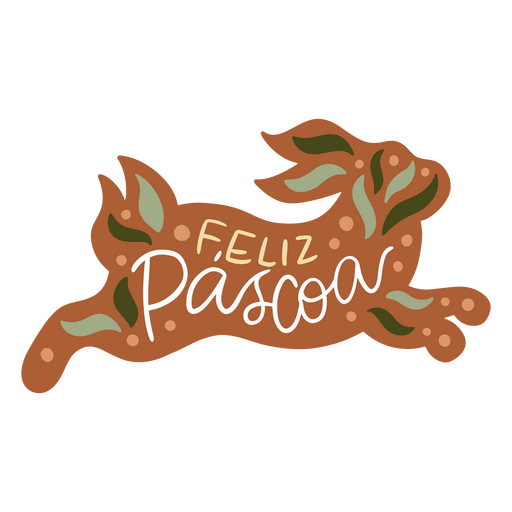 Design lúdico de coelho de Páscoa com folhagem festiva Desenho PNG