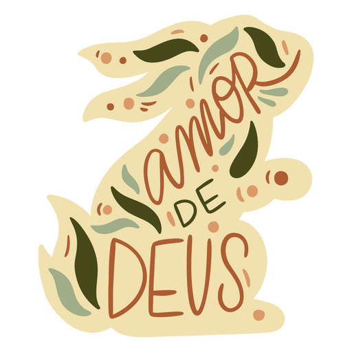 Design de coelho encantador com citação de amor a Deus Desenho PNG