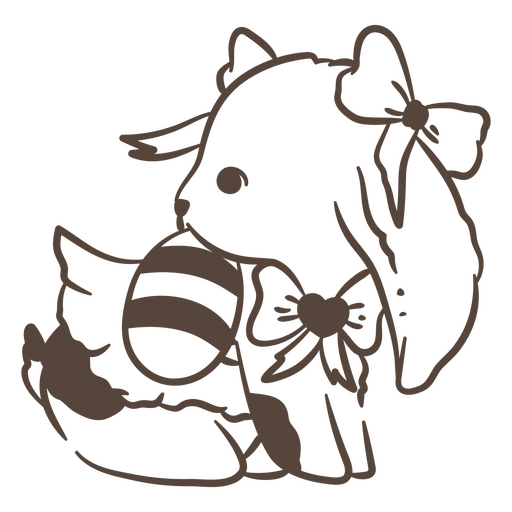 Ilustração adorável de gato e coelho Desenho PNG