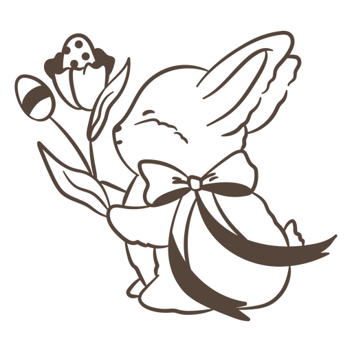 Charming bunny with flowers design PNG Design