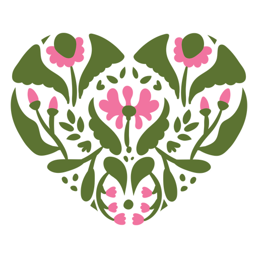 Floral heart illustration with vibrant pink accents PNG Design