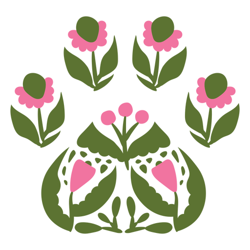 Design floral lúdico com detalhes em rosa Desenho PNG