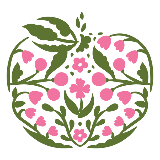 Ilustração de maçã floral encantadora Desenho PNG