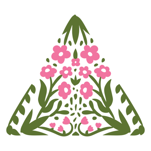 Encantador diseño de triángulo floral Diseño PNG