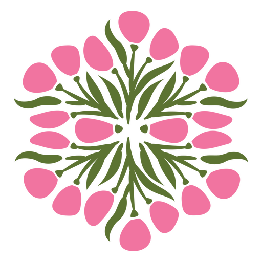 Design de mandala floral com tulipas rosa Desenho PNG