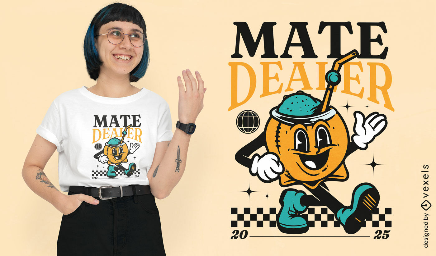 Diseño de camiseta con el personaje del comerciante de mates