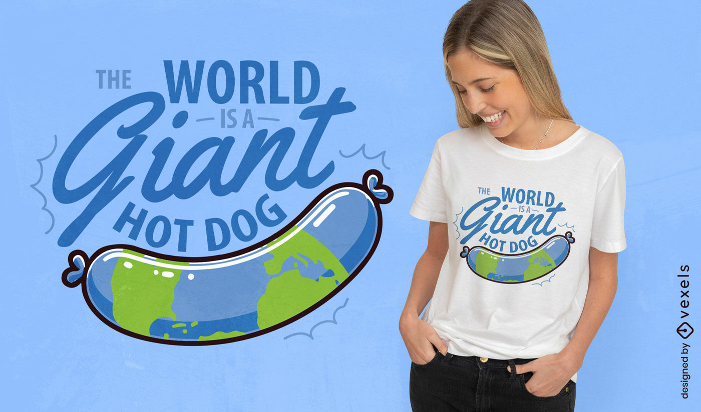  Design de camiseta humorística com cachorro-quente do mundo
