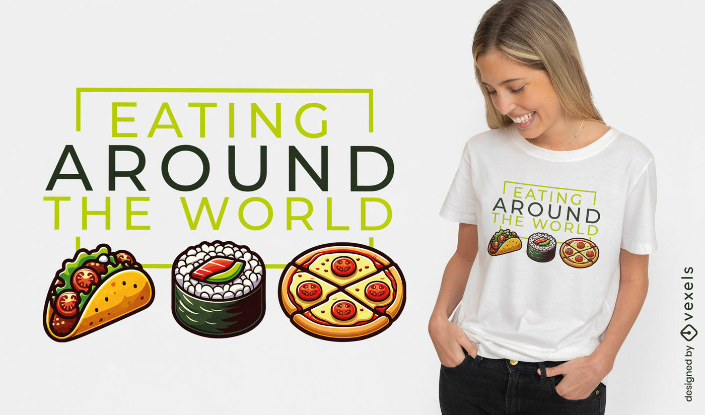 T-Shirt-Design mit internationalem Essen
