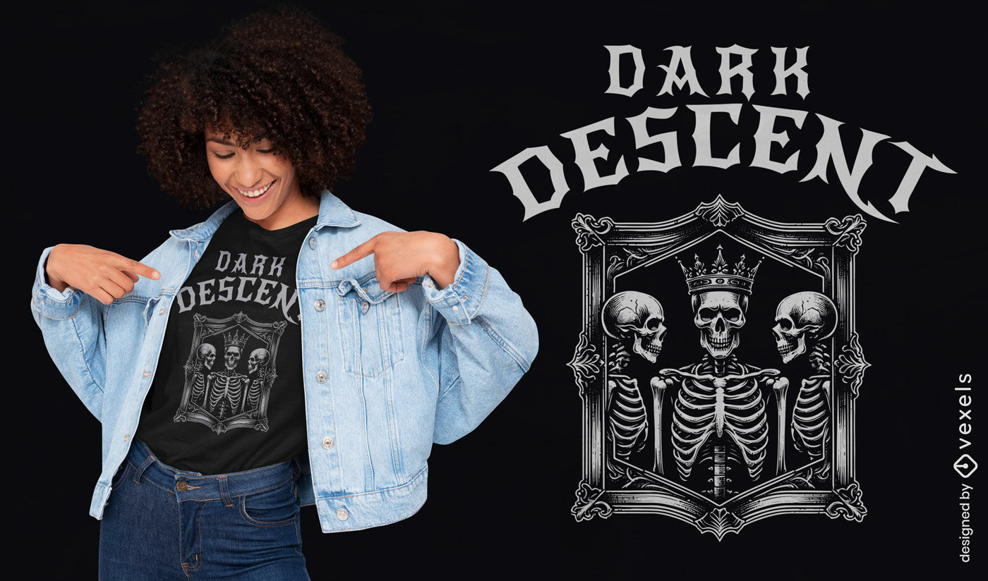 Diseño de camiseta gótica de esqueleto