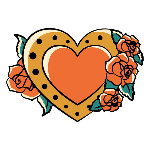 Ilustración de corazón vintage con acentos florales Diseño PNG