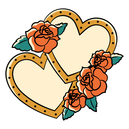 Diseño de corazón floral vintage con rosas. Diseño PNG