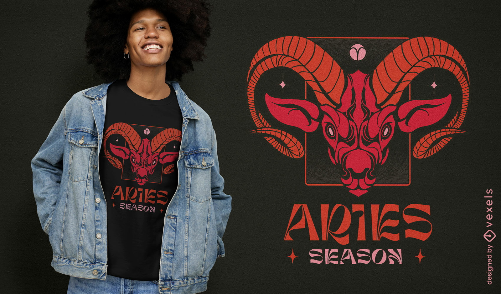 Design de camiseta com o signo de Áries