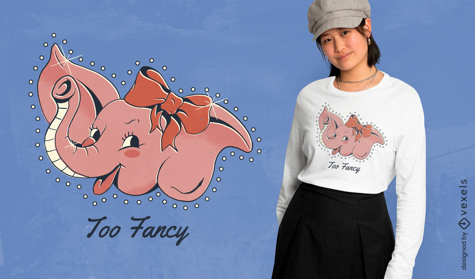 Diseño de camiseta de elefante demasiado elegante