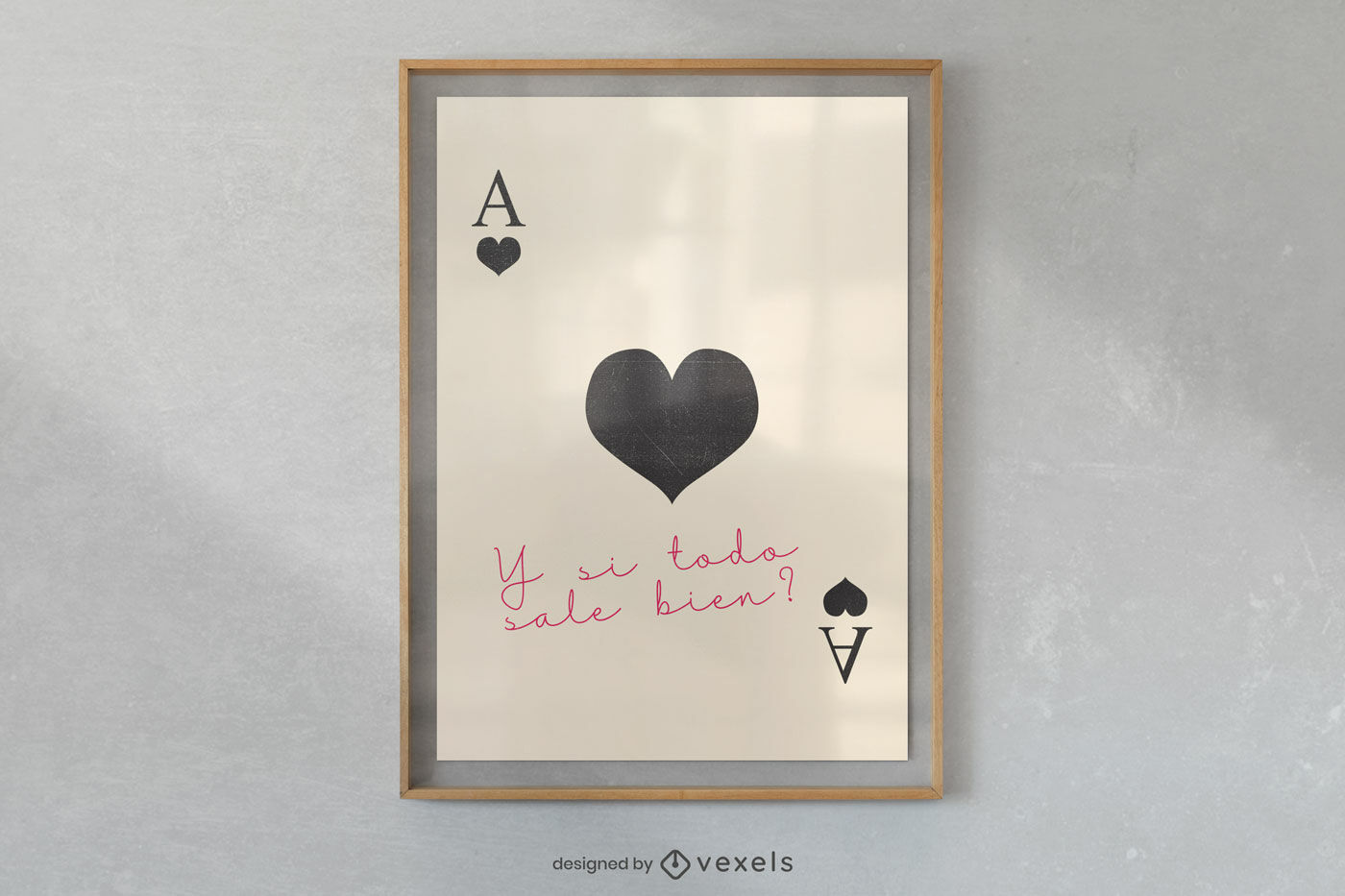 Black heart ace card spanish quote poster design	