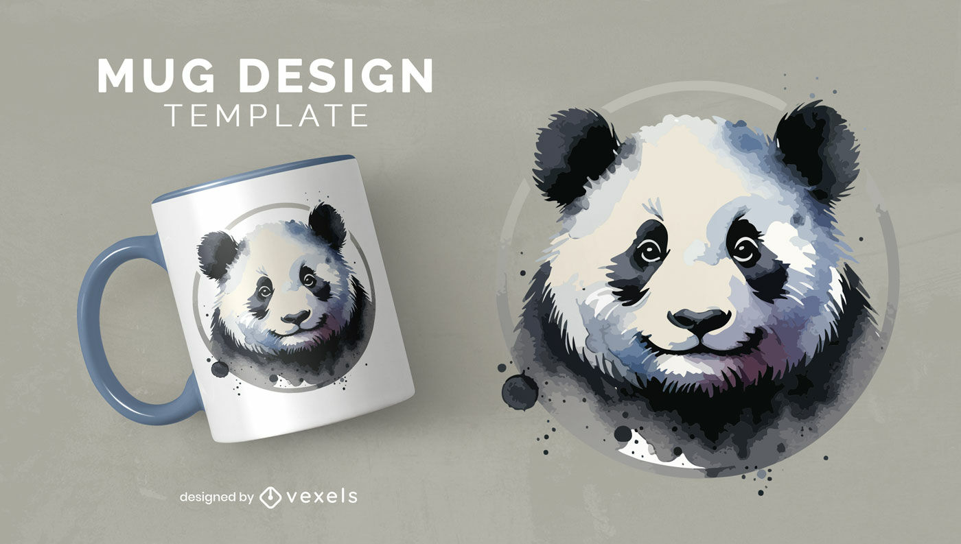 Panda watercolor mug design	