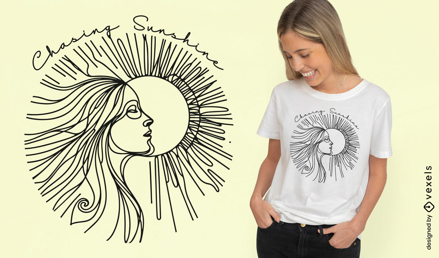  Chase your sunshine woman t-shirt design