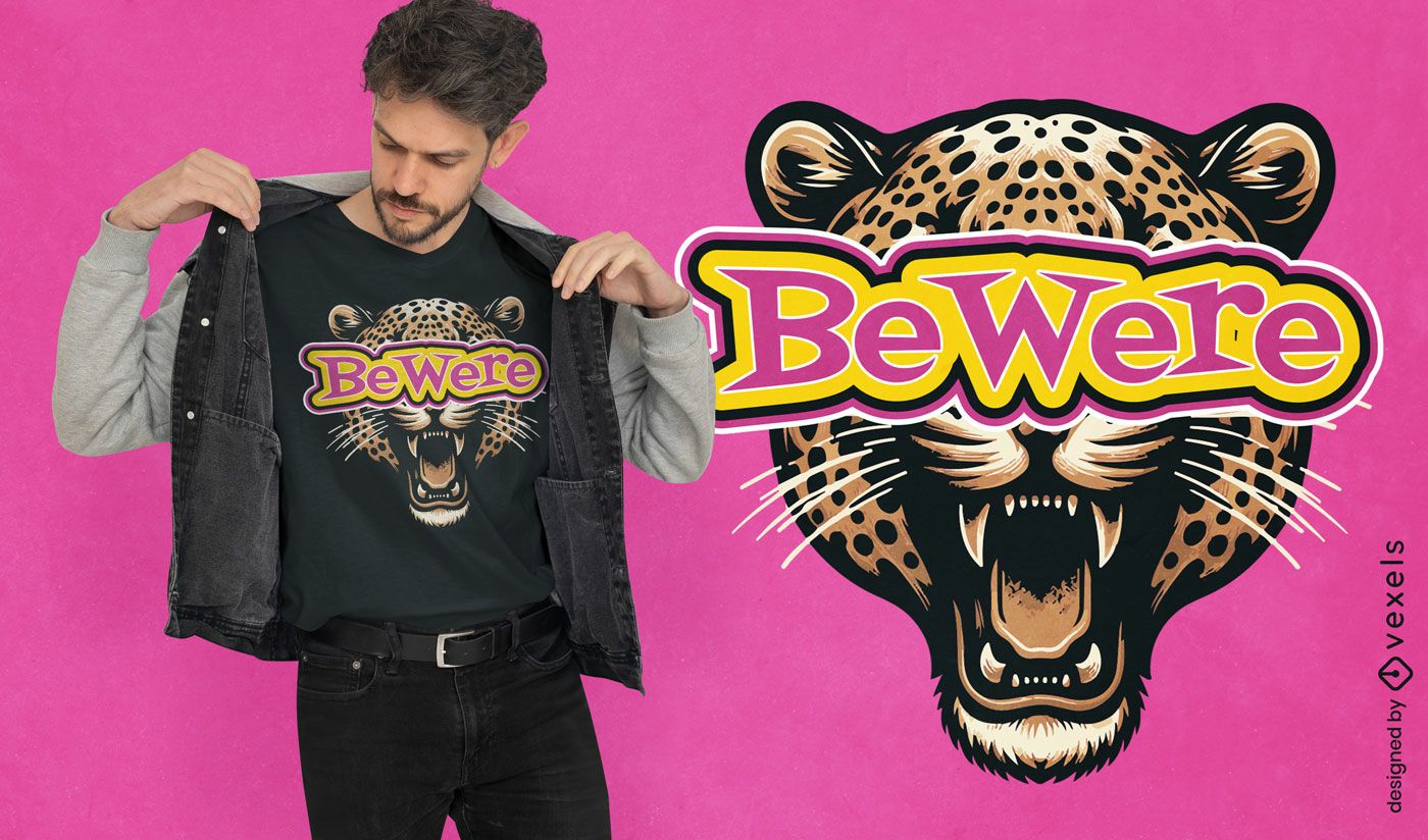 Diseño de camiseta con advertencia de leopardo