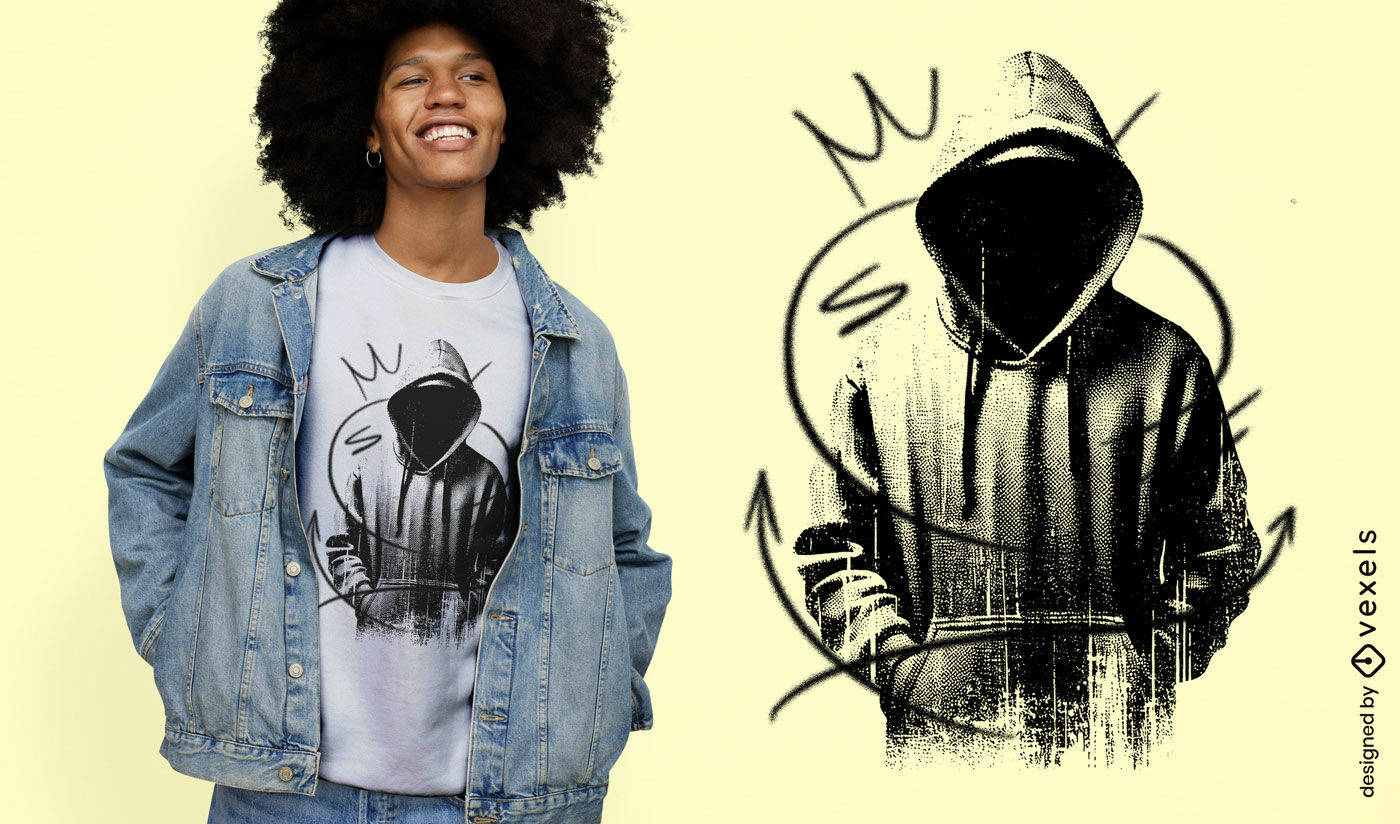 Design de camiseta com capuz urbana ousada