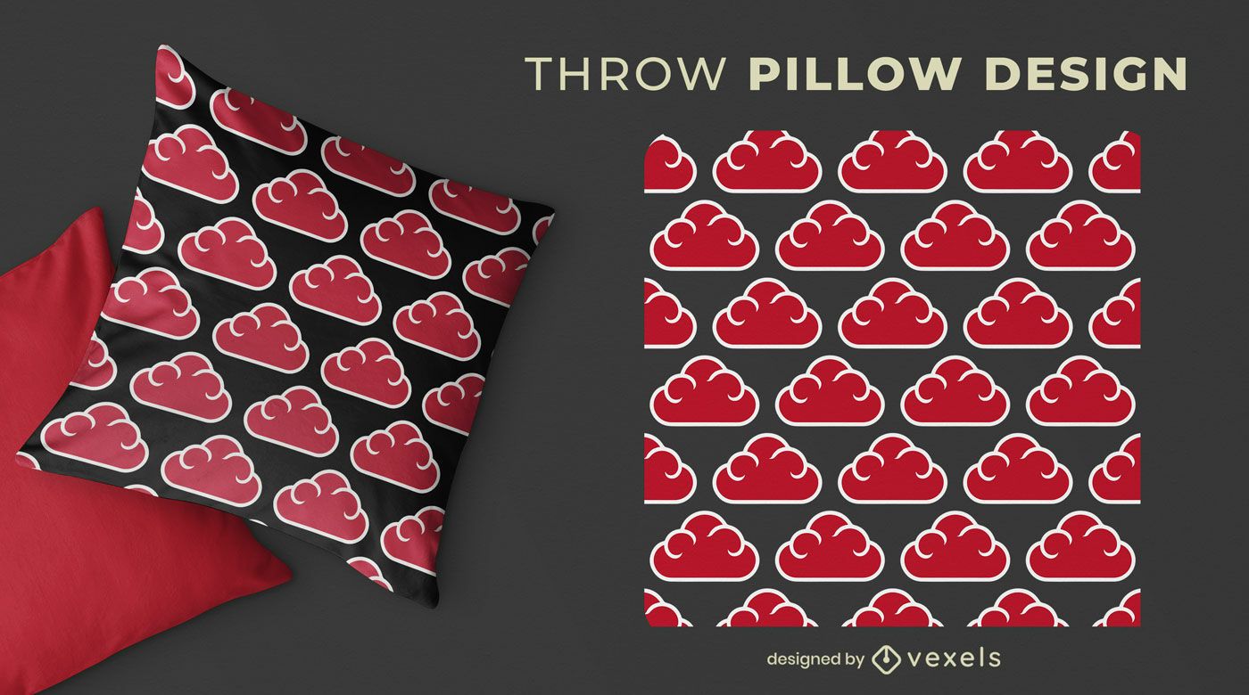 Red cloud pattern throw pillow design
