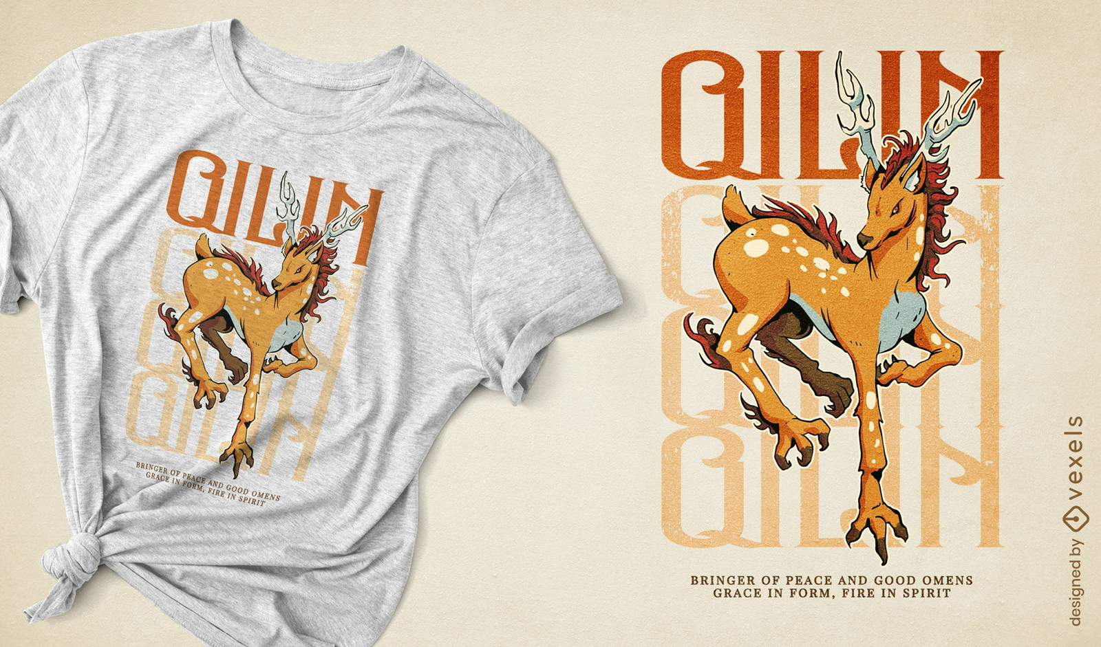 Design de camiseta qilin caprichoso