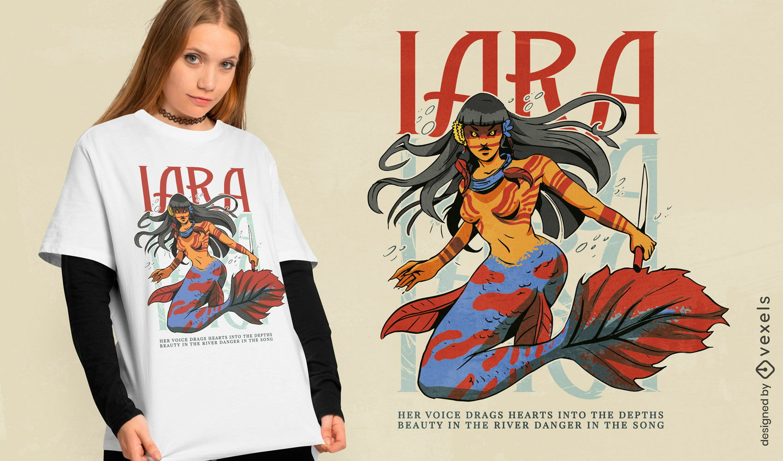 Diseño de camiseta de sirena mítica