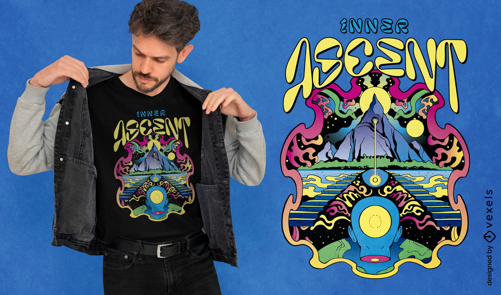 Diseño de camiseta psicodélico de ascenso interior