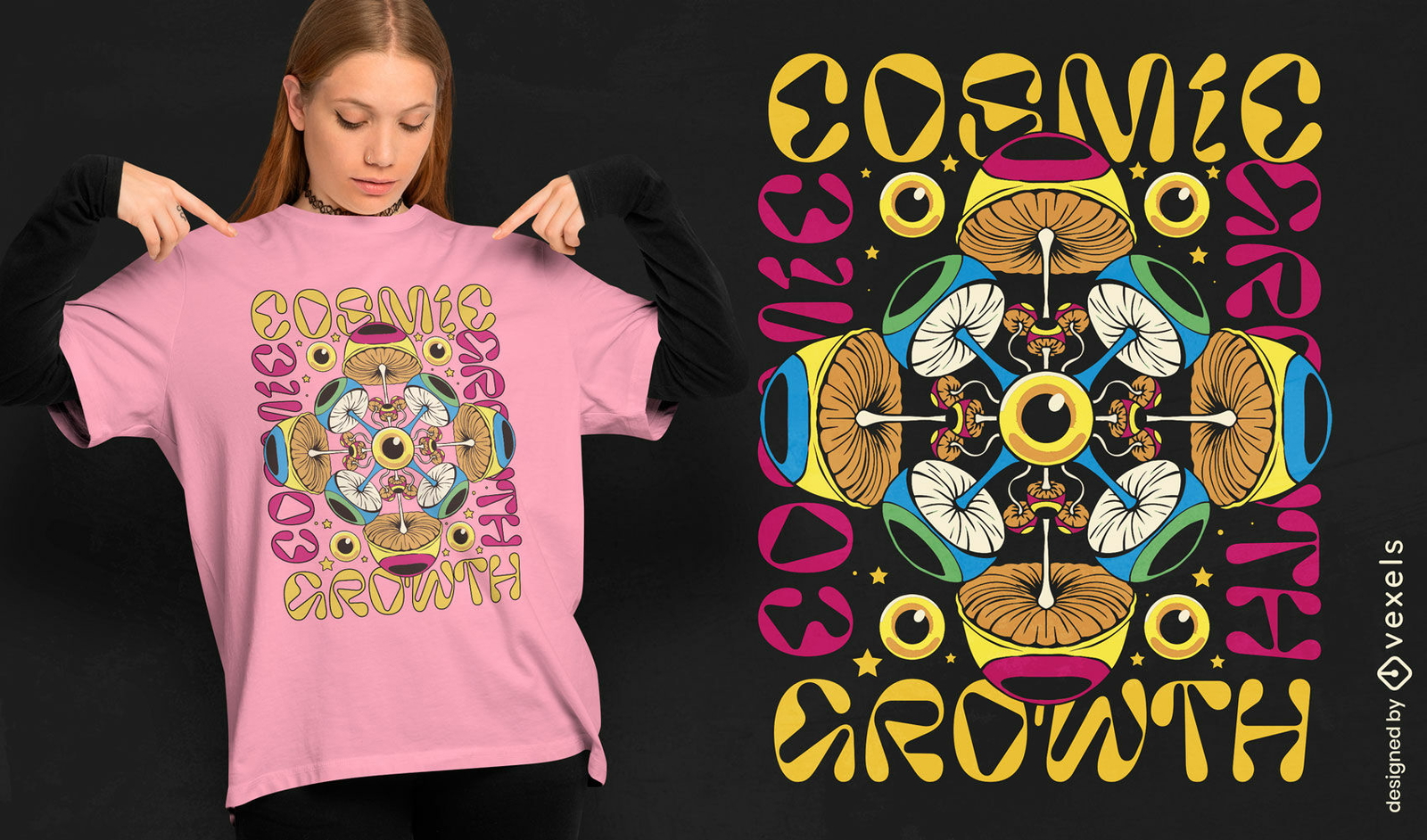 Vibrant cosmic growth t-shirt design