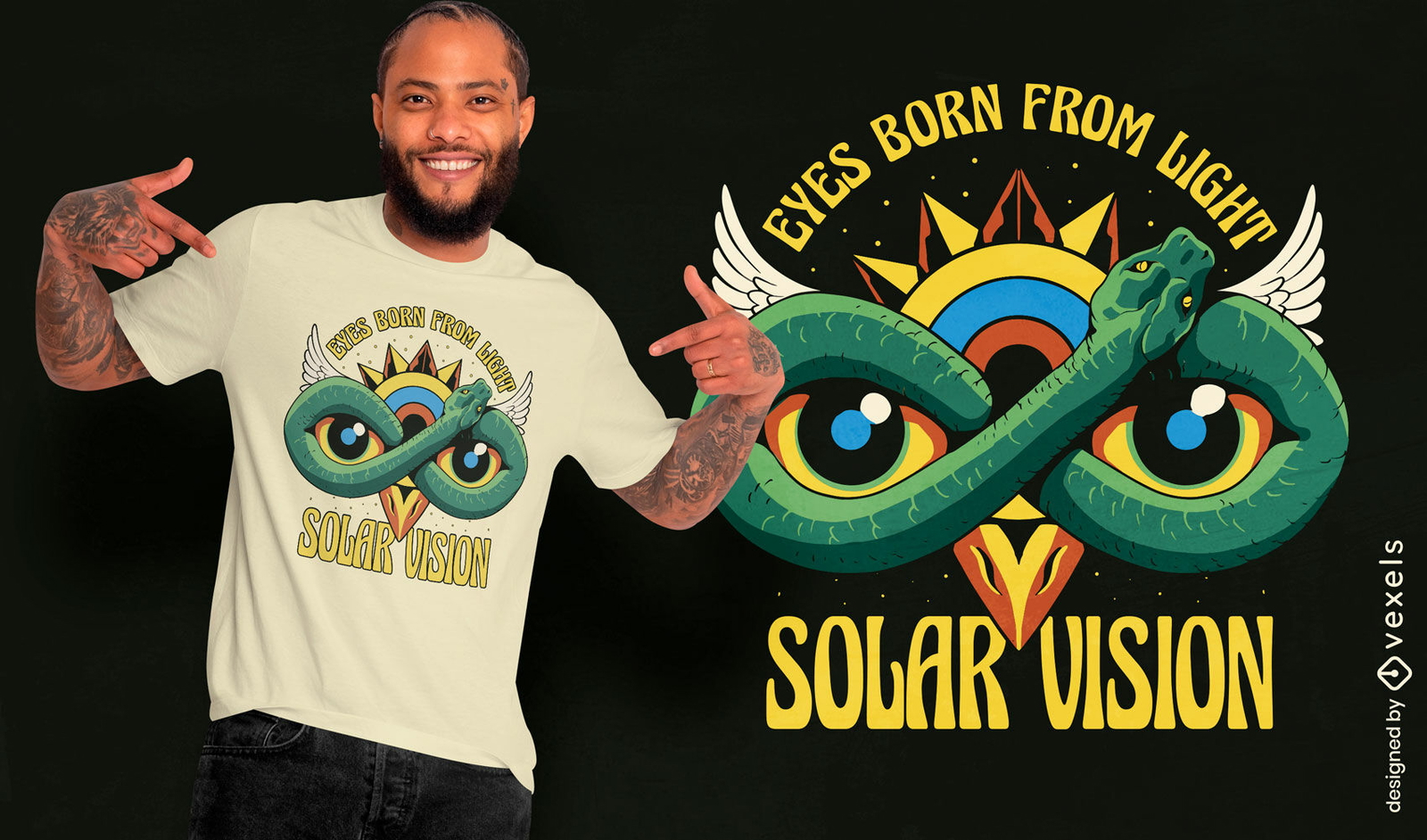  Design de camiseta psicodélica com visão solar