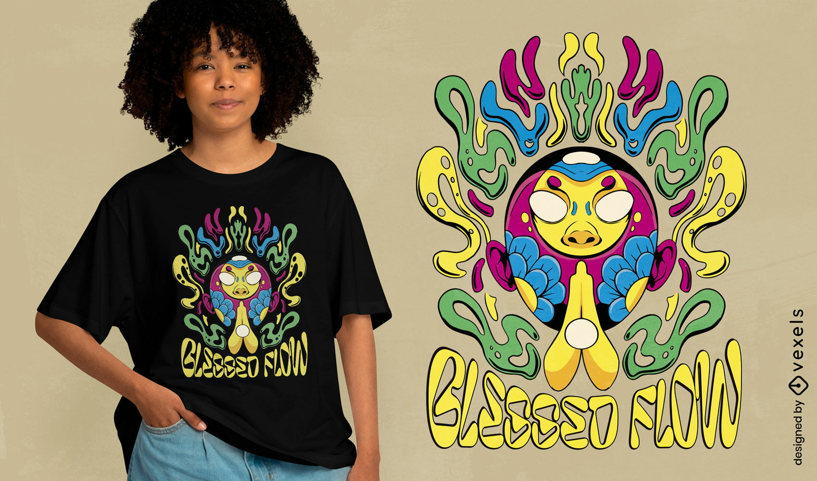  Blessed flow psychedelic t-shirt design