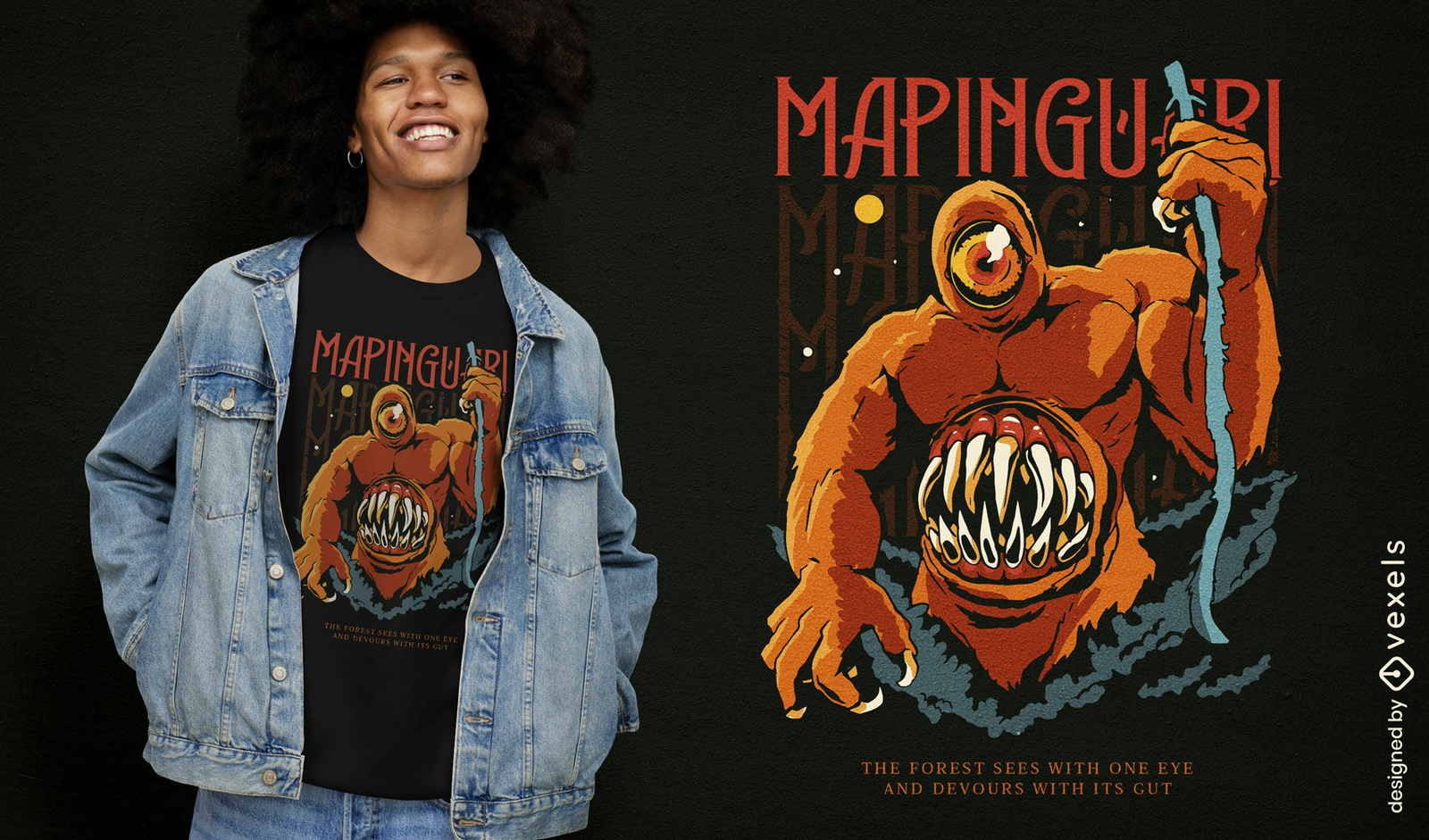 Design de camiseta com a fera mitológica Mapinguari
